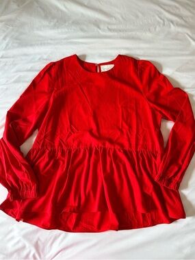 Pomander Place Red Carlota Peplum Blouse